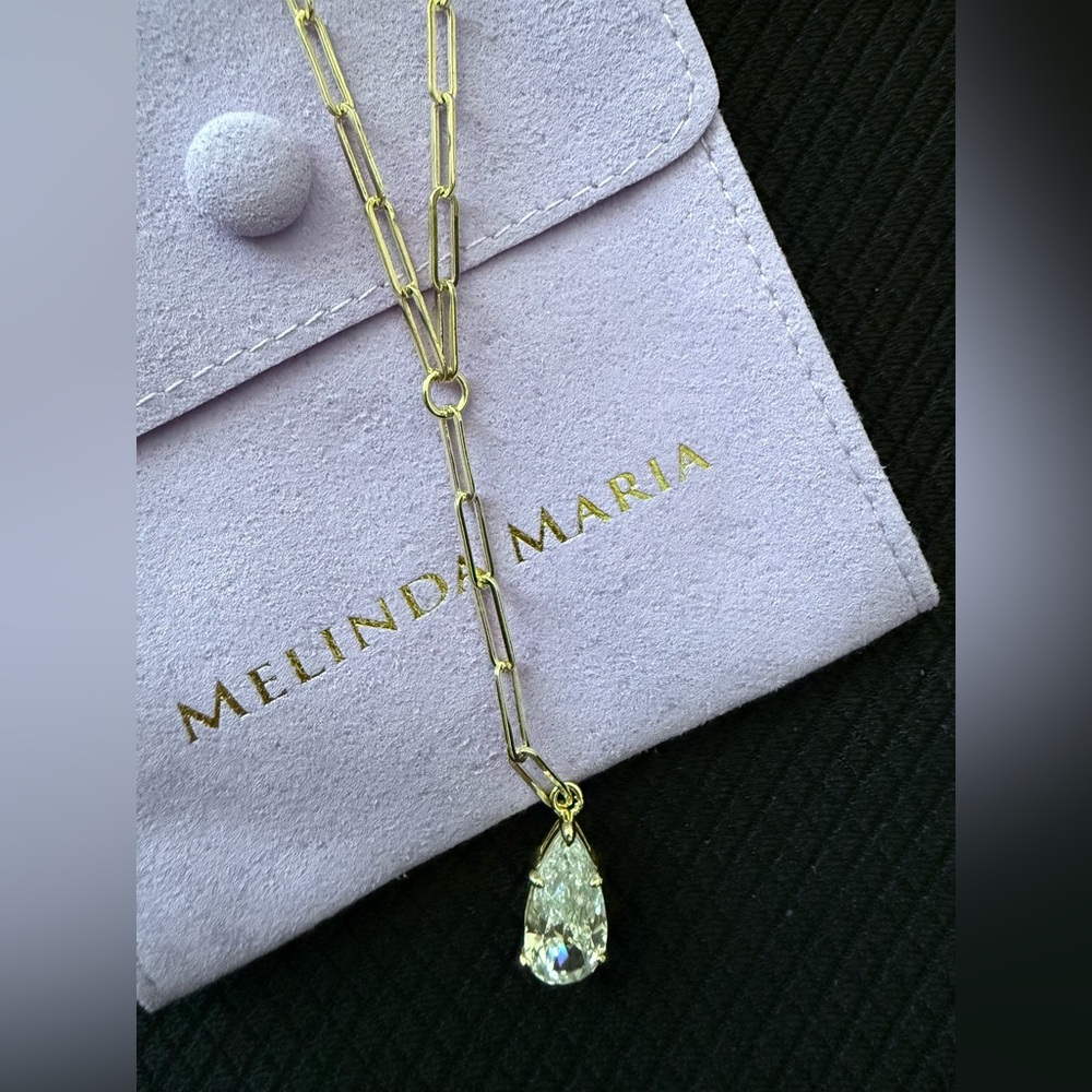 Melinda Maria Baby Samantha Teardrop Lariat Necklace Gold - NWOT - Picture 3 of 5